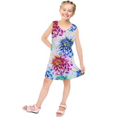 Colorful Dahlias Kids  Tunic Dress by DanaeStudio