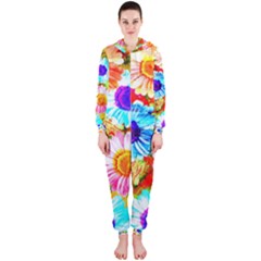 Colorful Daisy Garden Hooded Jumpsuit (ladies)  by DanaeStudio