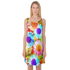 Colorful Daisy Garden Sleeveless Satin Nightdress by DanaeStudio