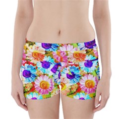 Colorful Daisy Garden Boyleg Bikini Wrap Bottoms by DanaeStudio