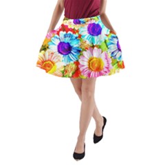 Colorful Daisy Garden A-line Pocket Skirt by DanaeStudio