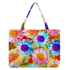 Colorful Daisy Garden Medium Zipper Tote Bag by DanaeStudio