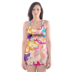 Colorful Pansies Field Skater Dress Swimsuit by DanaeStudio