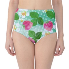 Cute Strawberries Pattern High-waist Bikini Bottoms by DanaeStudio