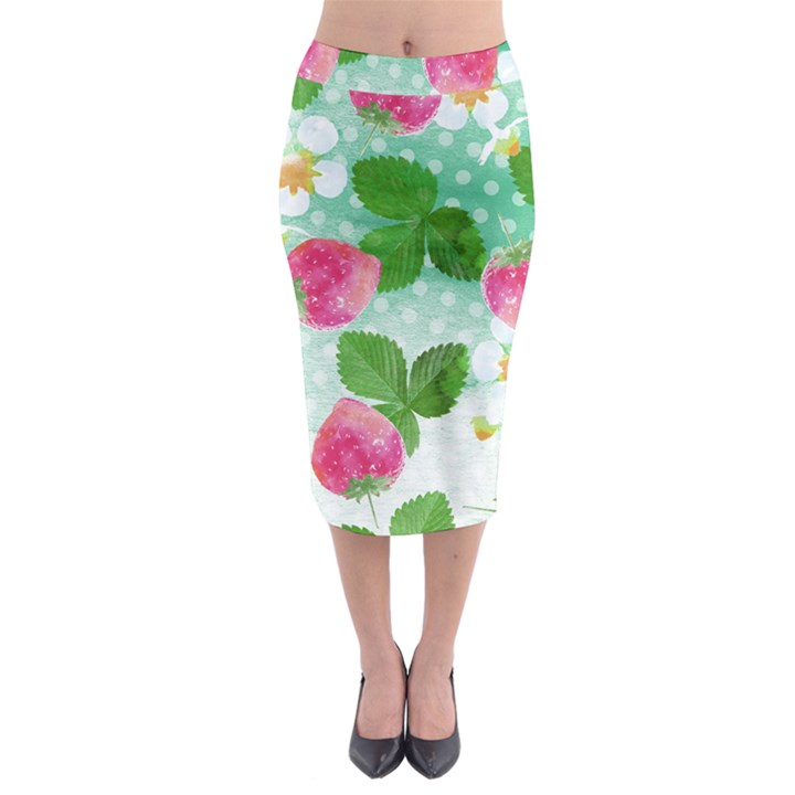 Cute Strawberries Pattern Midi Pencil Skirt