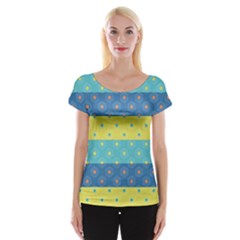 Hexagon And Stripes Pattern Women s Cap Sleeve Top by DanaeStudio