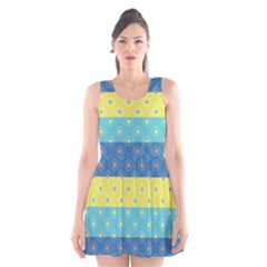 Hexagon And Stripes Pattern Scoop Neck Skater Dress by DanaeStudio