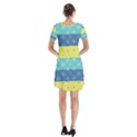 Hexagon And Stripes Pattern Short Sleeve V-neck Flare Dress View2