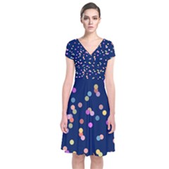 Playful Confetti Short Sleeve Front Wrap Dress by DanaeStudio