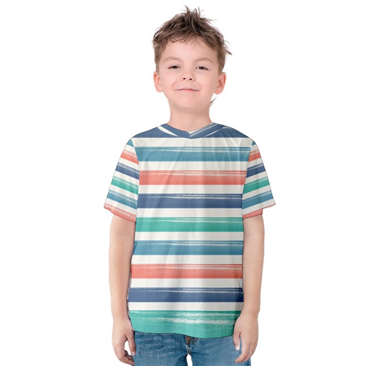 Summer Mood Striped Pattern Kids  Cotton Tee