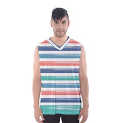 Summer Mood Striped Pattern Men s Basketball Tank Top by DanaeStudio