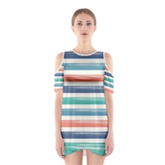 Summer Mood Striped Pattern Cutout Shoulder Dress by DanaeStudio