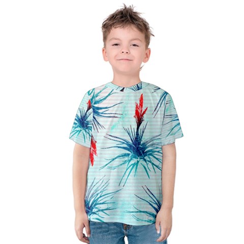 Tillansia Flowers Pattern Kids  Cotton Tee by DanaeStudio