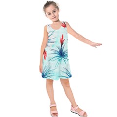 Tillansia Flowers Pattern Kids  Sleeveless Dress by DanaeStudio