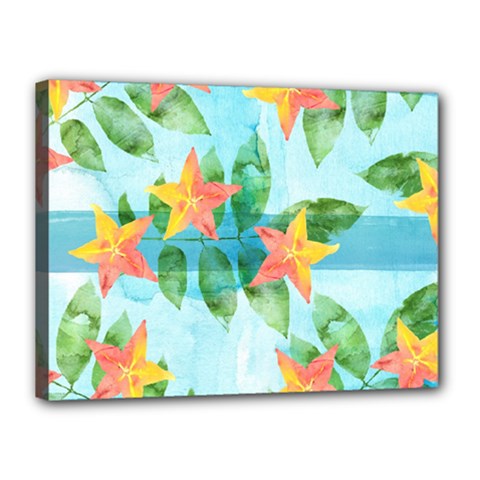 Tropical Starfruit Pattern Canvas 16  X 12  by DanaeStudio