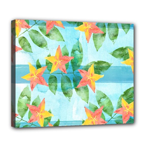 Tropical Starfruit Pattern Deluxe Canvas 24  X 20   by DanaeStudio