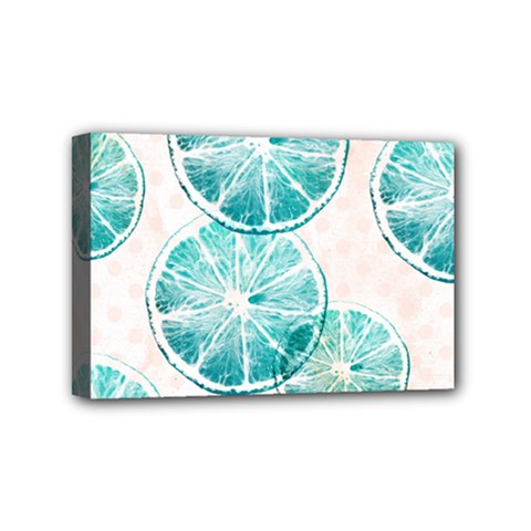 Turquoise Citrus And Dots Mini Canvas 6  X 4  by DanaeStudio