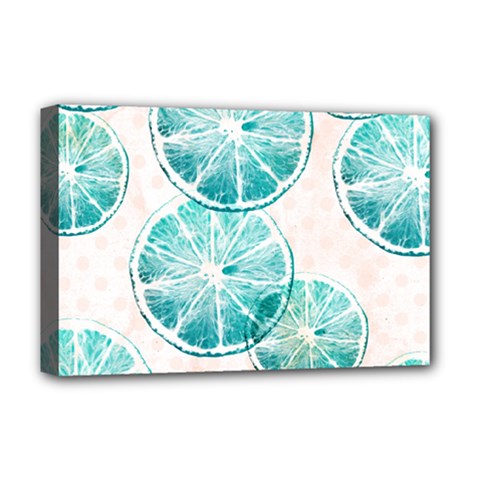 Turquoise Citrus And Dots Deluxe Canvas 18  X 12   by DanaeStudio