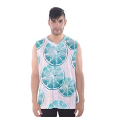 Turquoise Citrus And Dots Men s Basketball Tank Top by DanaeStudio