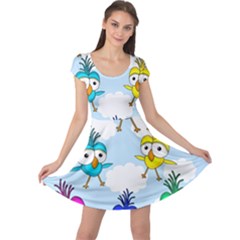 Cute Colorful Birds  Cap Sleeve Dresses by Valentinaart