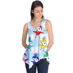 Cute Colorful Birds  Sleeveless Tunic by Valentinaart