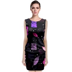 Purple And Pink Flowers  Classic Sleeveless Midi Dress by Valentinaart