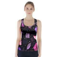 Purple And Pink Flowers  Racer Back Sports Top by Valentinaart
