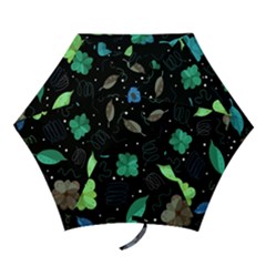 Blue And Green Flowers  Mini Folding Umbrellas by Valentinaart