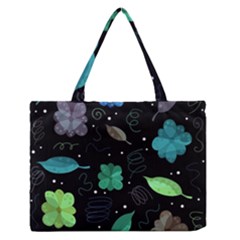 Blue And Green Flowers  Medium Zipper Tote Bag by Valentinaart