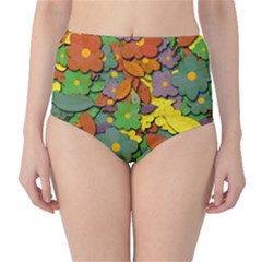 Decorative Flowers High-waist Bikini Bottoms by Valentinaart