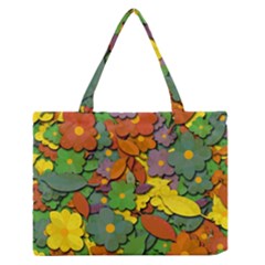 Decorative Flowers Medium Zipper Tote Bag