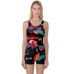 Colorful Abstract Art  One Piece Boyleg Swimsuit by Valentinaart