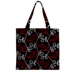 Elegant Red And White Pattern Zipper Grocery Tote Bag