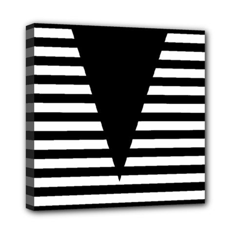 Black & White Stripes Big Triangle Mini Canvas 8  X 8 