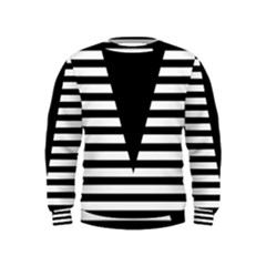 Black & White Stripes Big Triangle Kids  Sweatshirt by EDDArt
