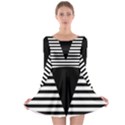 Black & White Stripes Big Triangle Long Sleeve Skater Dress View1