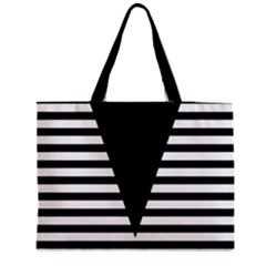 Black & White Stripes Big Triangle Medium Tote Bag by EDDArt