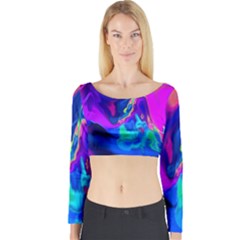 The Perfect Wave Pink Blue Red Cyan Long Sleeve Crop Top by EDDArt