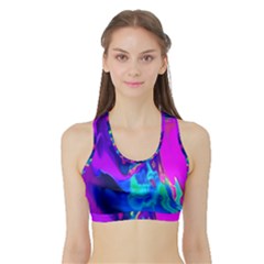 The Perfect Wave Pink Blue Red Cyan Sports Bra With Border