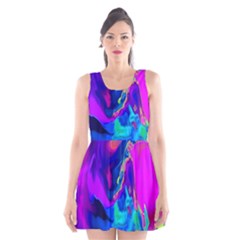 The Perfect Wave Pink Blue Red Cyan Scoop Neck Skater Dress by EDDArt