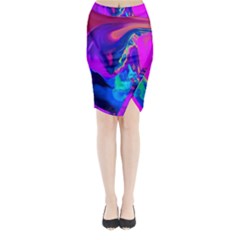 The Perfect Wave Pink Blue Red Cyan Midi Wrap Pencil Skirt by EDDArt