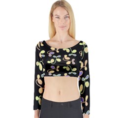 Magical Garden Long Sleeve Crop Top by Valentinaart