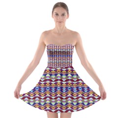 Ethnic Colorful Pattern Strapless Bra Top Dress by dflcprintsclothing