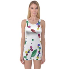 Abstract Floral Design One Piece Boyleg Swimsuit by Valentinaart