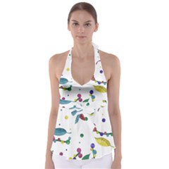 Abstract Floral Design Babydoll Tankini Top by Valentinaart