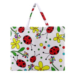 Ladybugs Zipper Large Tote Bag by Valentinaart