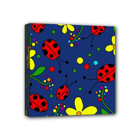 Ladybugs - blue Mini Canvas 4  x 4 
