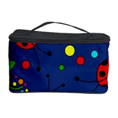 Ladybugs - Blue Cosmetic Storage Case by Valentinaart