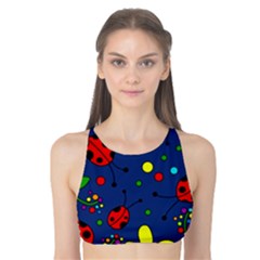 Ladybugs - blue Tank Bikini Top
