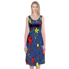 Ladybugs - blue Midi Sleeveless Dress